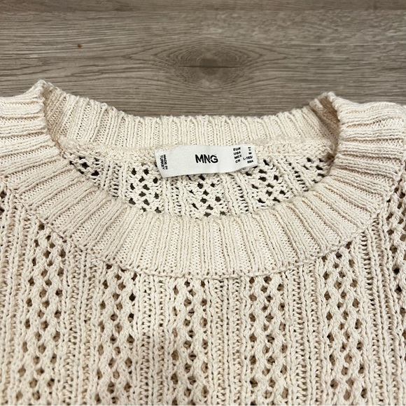 Mango Open knit Cotton Puff Sleeve Sweater - Picture 4 of 6